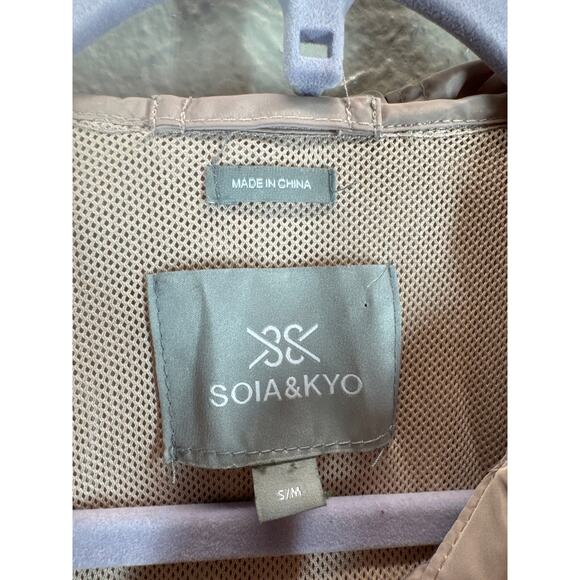 SOIA & KYO Light Tea Rose Hooded Zip Windbreaker jacket Womens Size Small/Medium - Picture 3 of 5